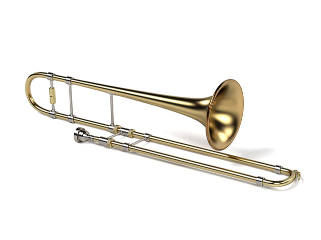 Goldene Posaune mit weißem Hintergrund